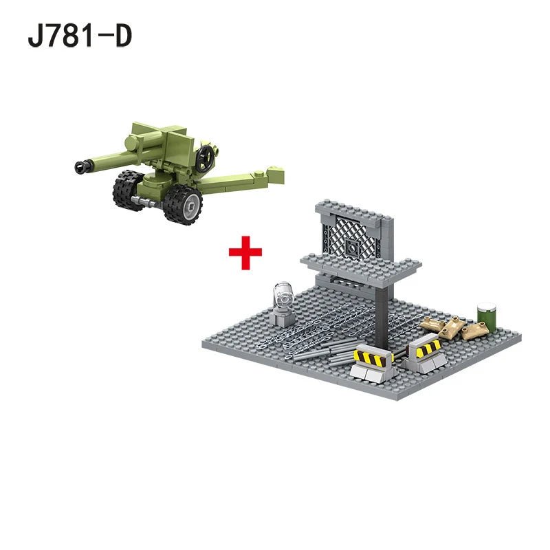 WW2 Military MOC War 2 Container Camp Equipment Warehouse SWAT Scene Cannon Base Model Building Blocks Bricks Children Toys Gift - Avero