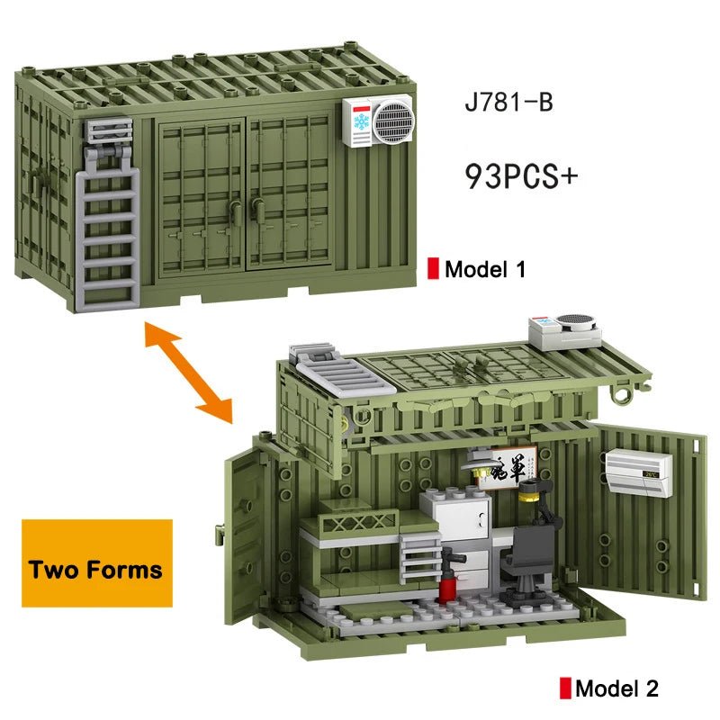 WW2 Military MOC War 2 Container Camp Equipment Warehouse SWAT Scene Cannon Base Model Building Blocks Bricks Children Toys Gift - Avero