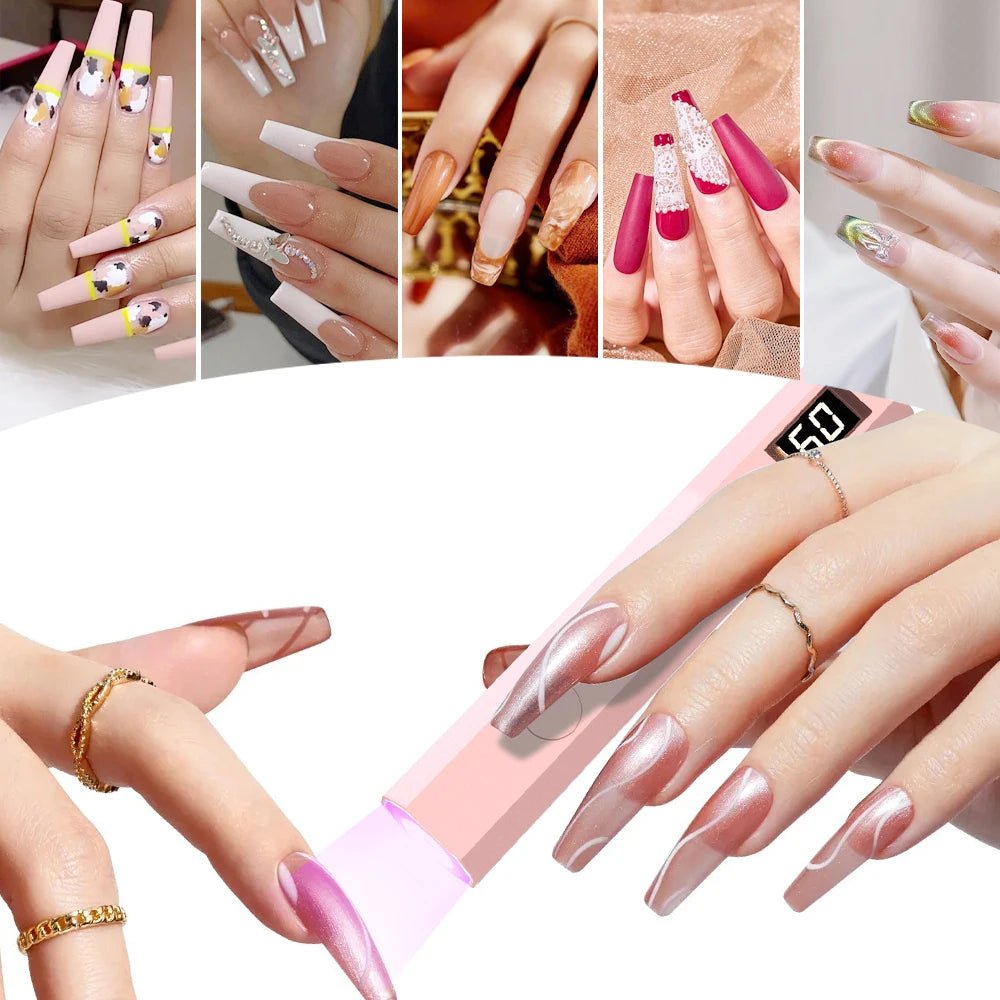 YIKOOLIN Convenient Handheld Nail Dryer Lamp UV/LED Nail Curing All Gel Polish Nail Art Tool USB Rechargeabl Nail Lamp - Avero