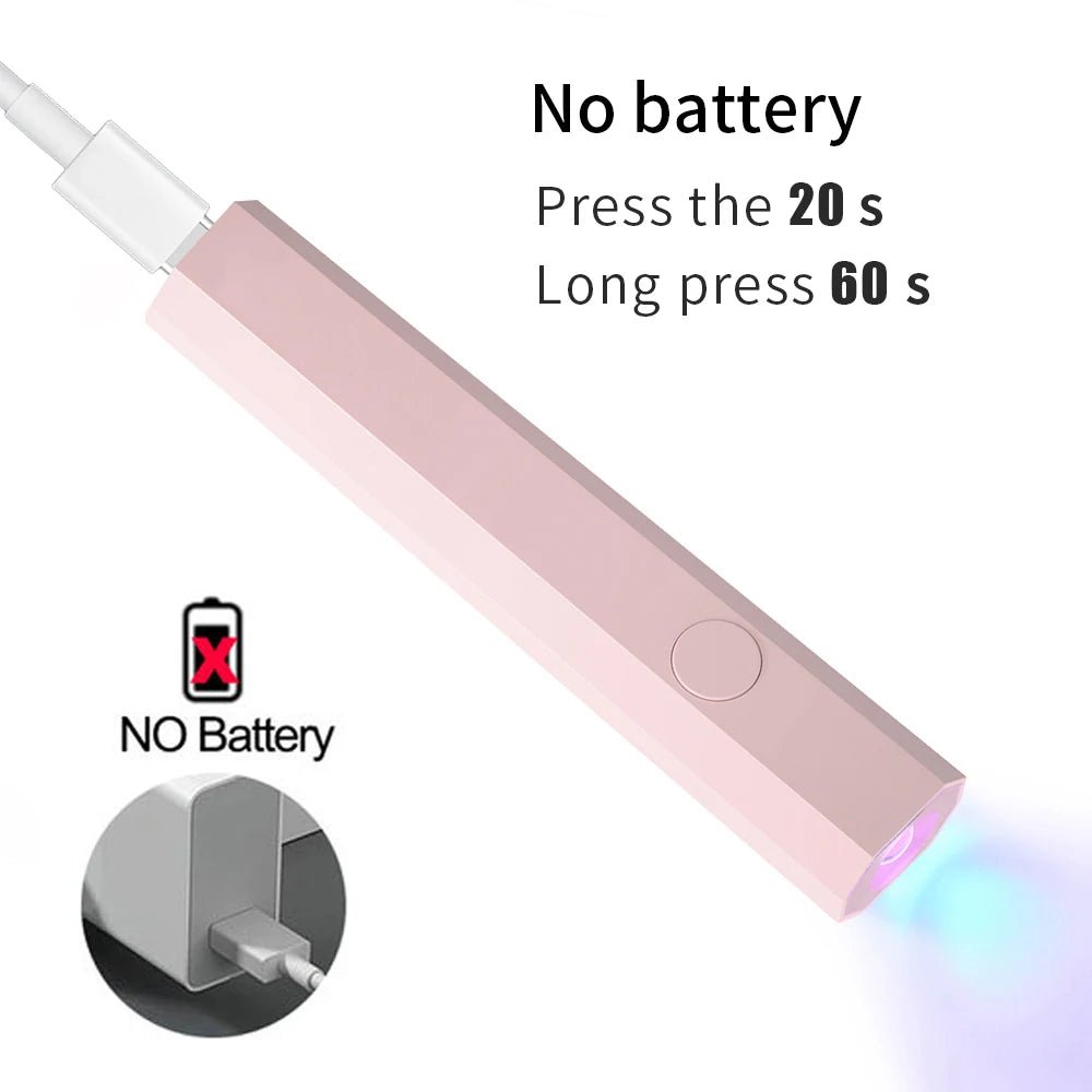 YIKOOLIN Convenient Handheld Nail Dryer Lamp UV/LED Nail Curing All Gel Polish Nail Art Tool USB Rechargeabl Nail Lamp - Avero