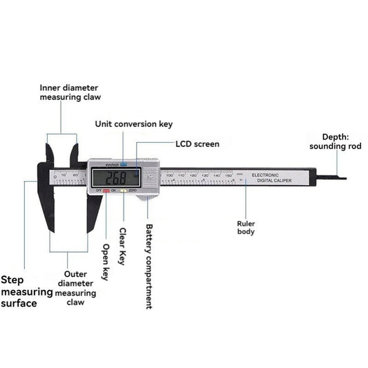 0 - 150mm High Strength Plastic Student Home Woodworking Gap Play Measuring Calipers Electronic Digital Calipers - Avero