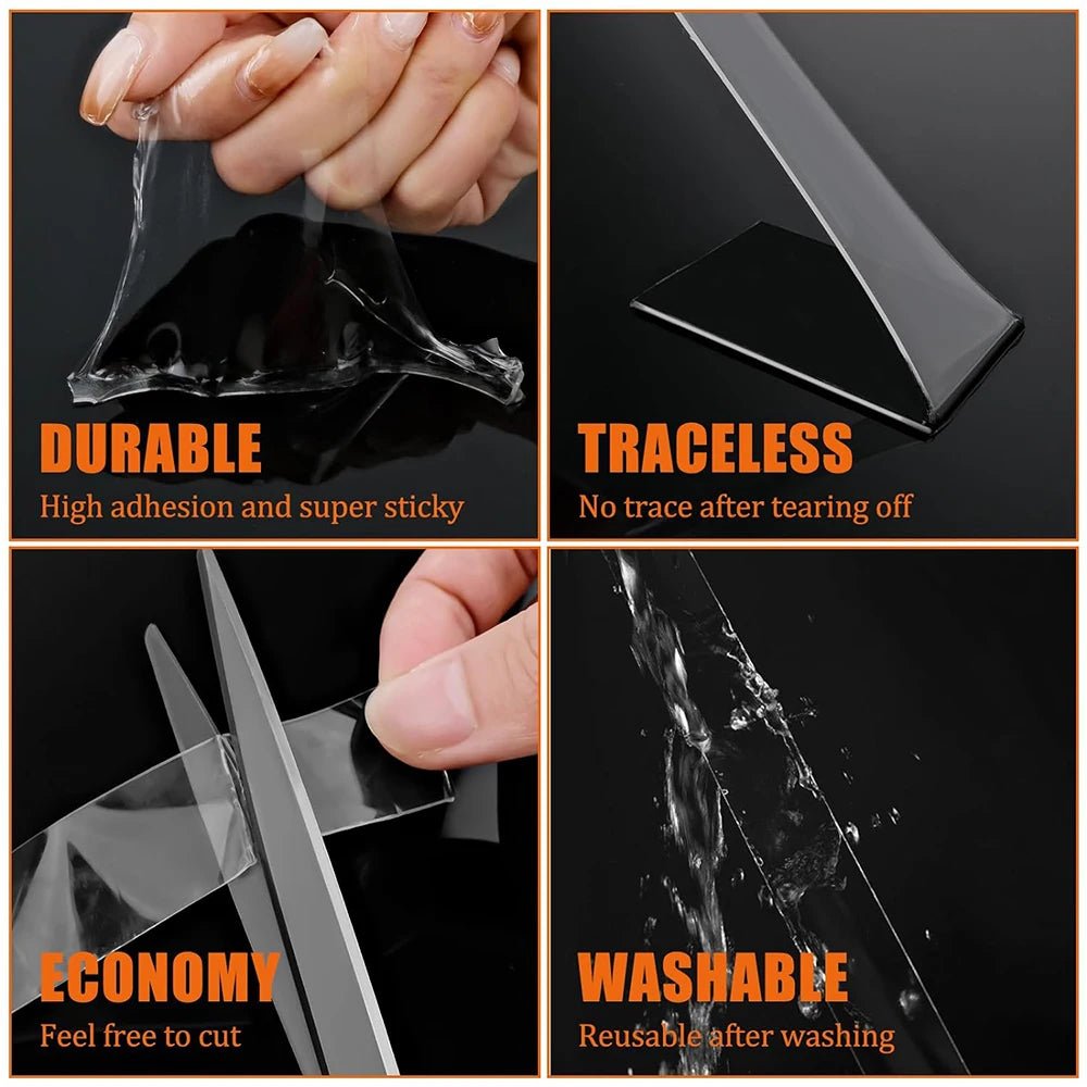 1 - 10M Double - sided Adhesive Nano Tape 20 - 50mm Width Reusable No Trace Waterproof Ultra - strong Tape Strip Clear Mounting Tape - Avero