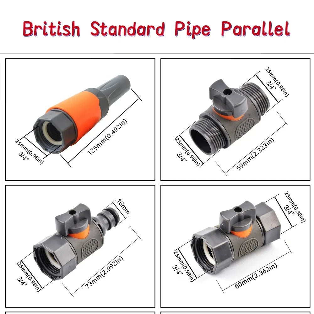 1 - Pcs 1/2" 3/4" 1" Garden Hose Quick Connect Adapters - EU BPS Threaded Fittings for Faucets, Spray Guns & Watering Systems - Avero