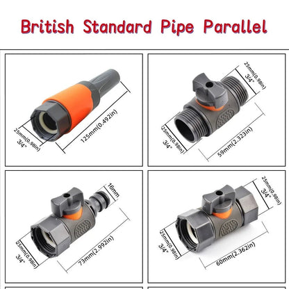 1 - Pcs 1/2" 3/4" 1" Garden Hose Quick Connect Adapters - EU BPS Threaded Fittings for Faucets, Spray Guns & Watering Systems - Avero
