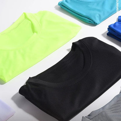 1 Piece Men's Short Sleeve Undershirt Man Athletic T-Shirt Quick Drying Lightweight Silk Underwear For Running Training Fitness - Avero