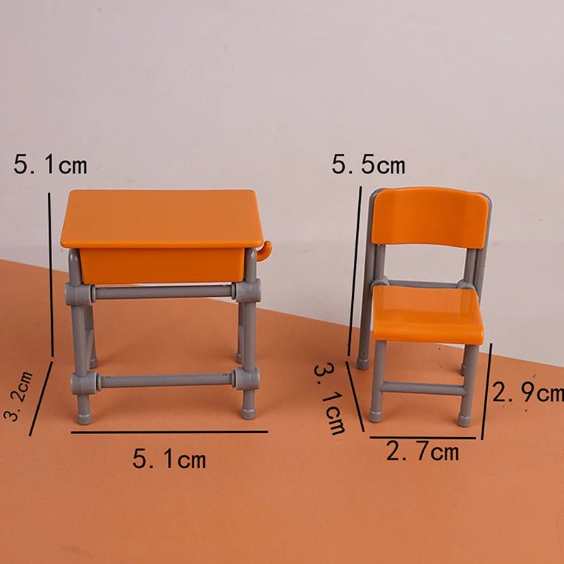 1 Set 1:12 Dollhouse Accessories Miniature Desks Chairs Model Classroom Decoration Toy Food Tableware Ornament - Avero