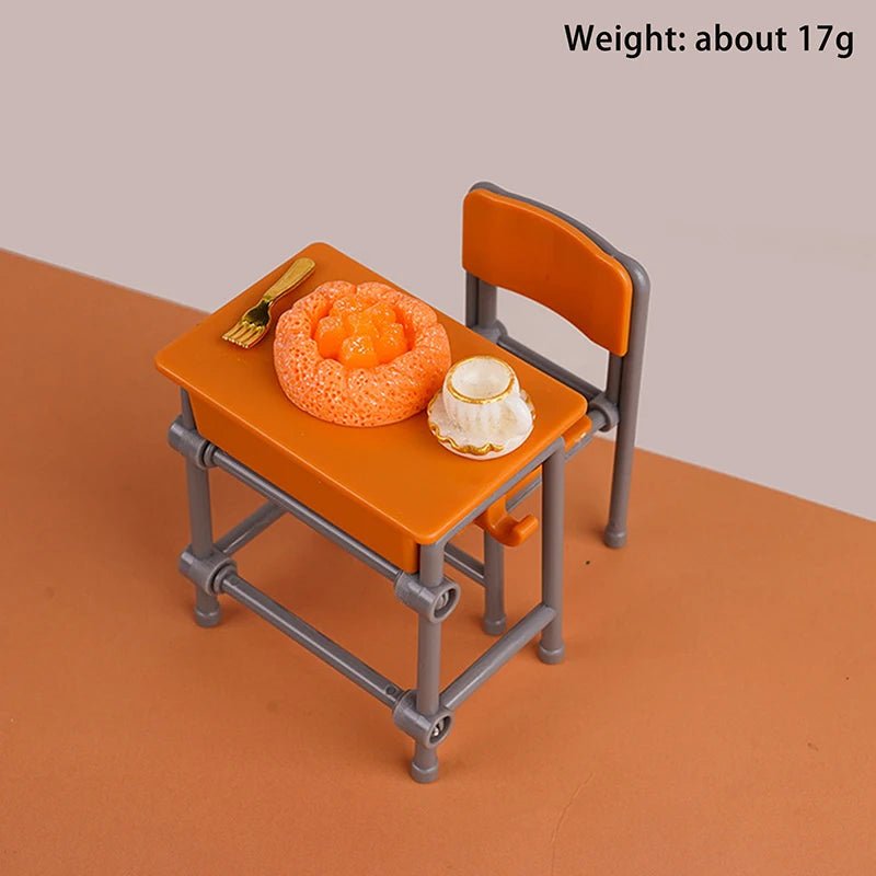 1 Set 1:12 Dollhouse Accessories Miniature Desks Chairs Model Classroom Decoration Toy Food Tableware Ornament - Avero