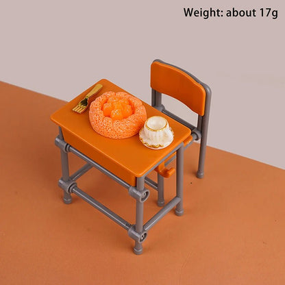 1 Set 1:12 Dollhouse Accessories Miniature Desks Chairs Model Classroom Decoration Toy Food Tableware Ornament - Avero