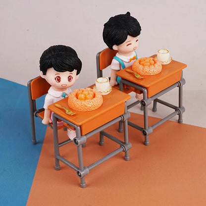 1 Set 1:12 Dollhouse Accessories Miniature Desks Chairs Model Classroom Decoration Toy Food Tableware Ornament - Avero