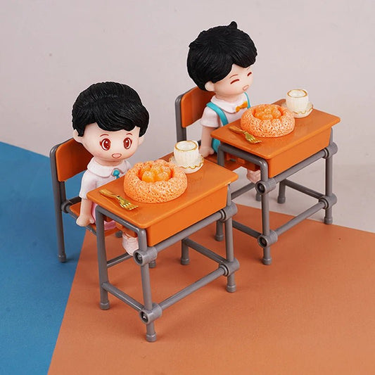 1 Set 1:12 Dollhouse Accessories Miniature Desks Chairs Model Classroom Decoration Toy Food Tableware Ornament - Avero