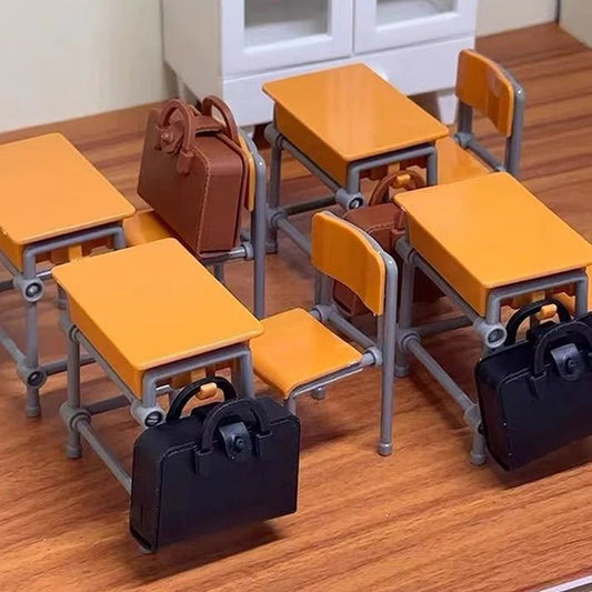 1 Set 1:12 Dollhouse Accessories Miniature Desks Chairs Model Classroom Decoration Toy Food Tableware Ornament - Avero