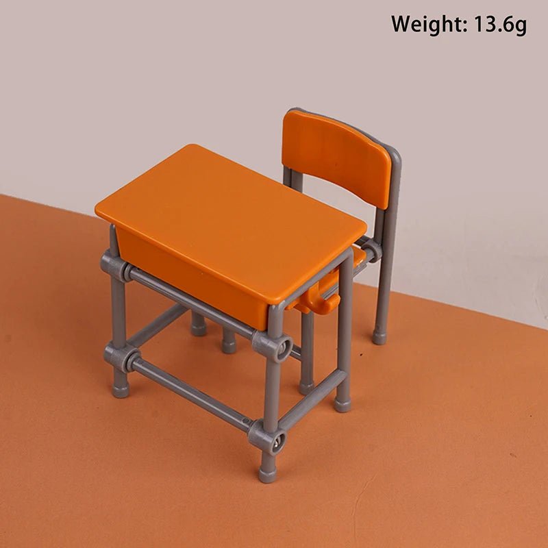 1 Set 1:12 Dollhouse Accessories Miniature Desks Chairs Model Classroom Decoration Toy Food Tableware Ornament - Avero