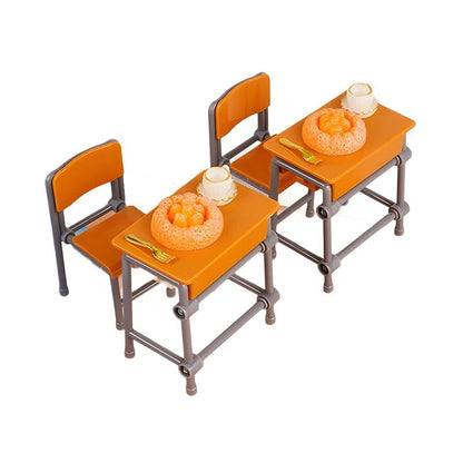 1 Set 1:12 Dollhouse Accessories Miniature Desks Chairs Model Classroom Decoration Toy Food Tableware Ornament - Avero
