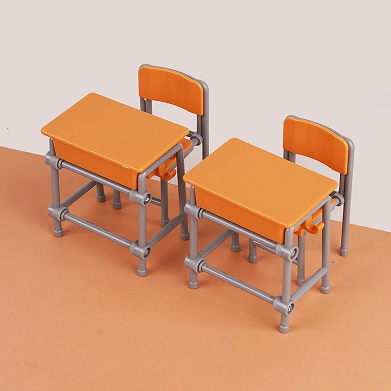 1 Set 1:12 Dollhouse Accessories Miniature Desks Chairs Model Classroom Decoration Toy Food Tableware Ornament - Avero
