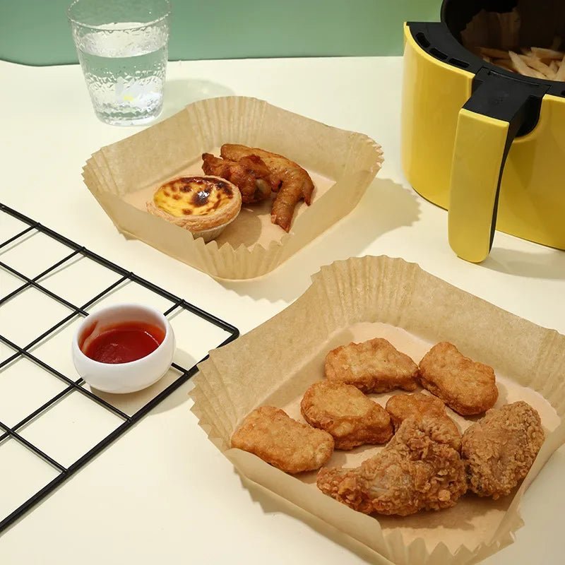 100Pcs Air Fryer Paper Oil Proof Isolation Paper Tray Disposable Non Stick Baking Pad Convenient And Durable Air Fryer Square - Avero