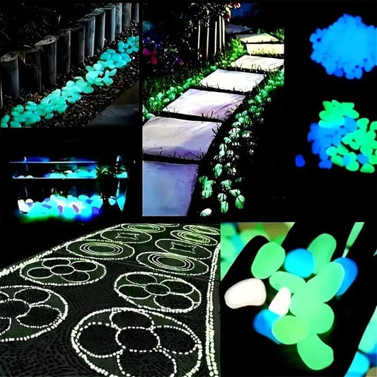 100Pcs Glow in the Dark Garden Pebbles For Sidewalk Garden Terrace Lawn Garden Patio Fish Tank Aquarium Decoration Glow Stone - Avero