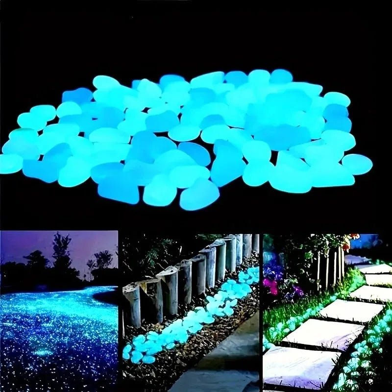 100Pcs Glow in the Dark Garden Pebbles For Sidewalk Garden Terrace Lawn Garden Patio Fish Tank Aquarium Decoration Glow Stone - Avero