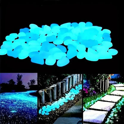 100Pcs Glow in the Dark Garden Pebbles For Sidewalk Garden Terrace Lawn Garden Patio Fish Tank Aquarium Decoration Glow Stone - Avero
