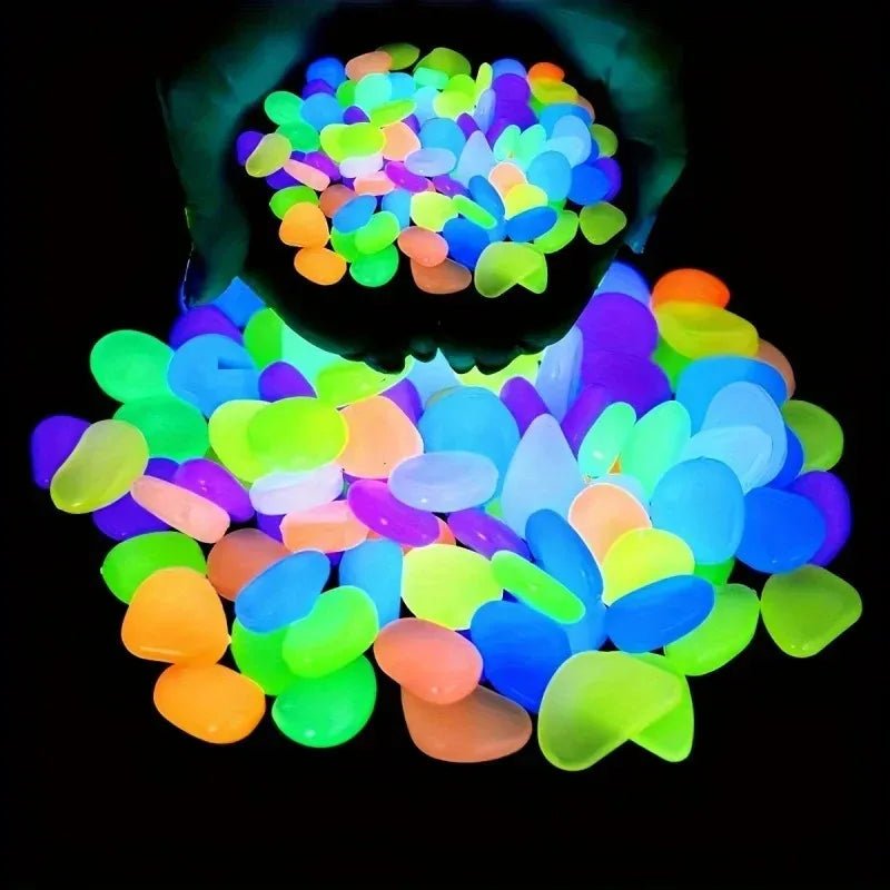 100Pcs Glow in the Dark Garden Pebbles For Sidewalk Garden Terrace Lawn Garden Patio Fish Tank Aquarium Decoration Glow Stone - Avero