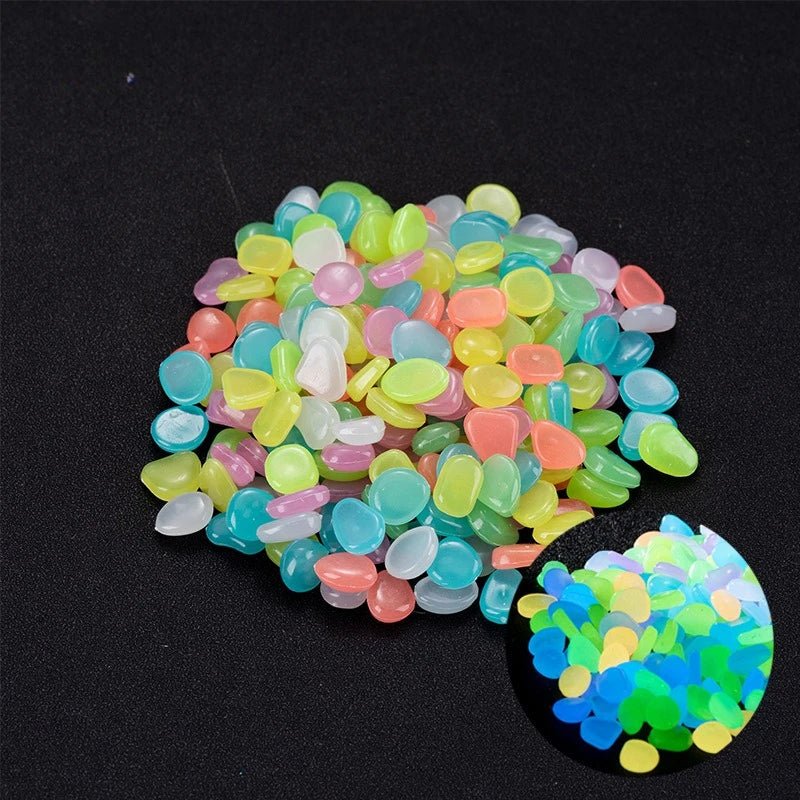 100Pcs Glow in the Dark Garden Pebbles For Sidewalk Garden Terrace Lawn Garden Patio Fish Tank Aquarium Decoration Glow Stone - Avero