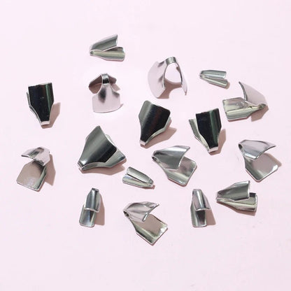 100pcs Stainless Steel 2 - 7mm Flat Cords Crimp End Beads Caps Clip Tip Fold for DIY Snake Chain Necklace Jewelry Making Findings - Avero