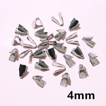 100pcs Stainless Steel 2 - 7mm Flat Cords Crimp End Beads Caps Clip Tip Fold for DIY Snake Chain Necklace Jewelry Making Findings - Avero