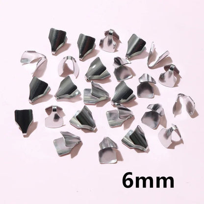 100pcs Stainless Steel 2 - 7mm Flat Cords Crimp End Beads Caps Clip Tip Fold for DIY Snake Chain Necklace Jewelry Making Findings - Avero