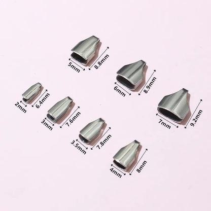 100pcs Stainless Steel 2 - 7mm Flat Cords Crimp End Beads Caps Clip Tip Fold for DIY Snake Chain Necklace Jewelry Making Findings - Avero