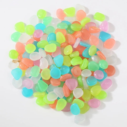 100PCSLuminous stone garden fish tank landscape glow - in - the - dark stone decoration artificial fluorescent color goose stone - Avero