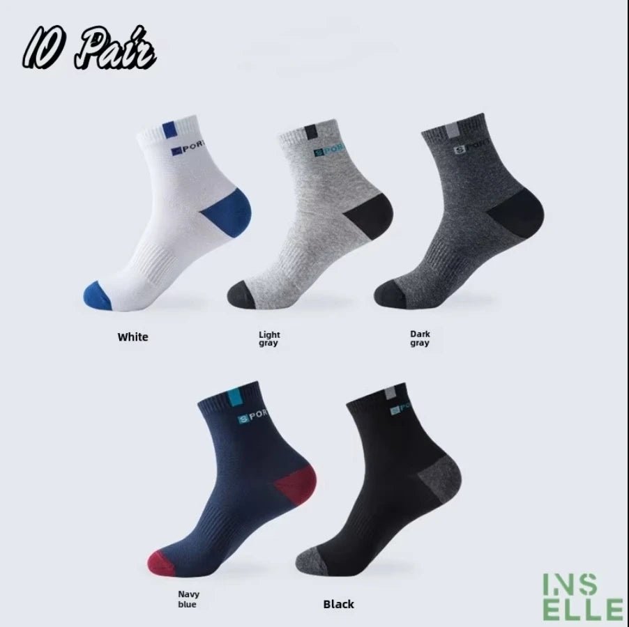 10pairs Men's Fashion Cotton Breathable Comfortable Ankle Socks, Men's Summer Socks - Avero