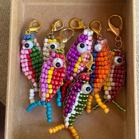 10pcs Colorful Bead Small Fish Pendant Keychain Phone Case Bag Charms Backpack - Avero