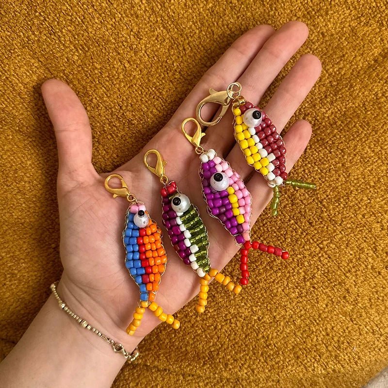 10pcs Colorful Bead Small Fish Pendant Keychain Phone Case Bag Charms Backpack - Avero