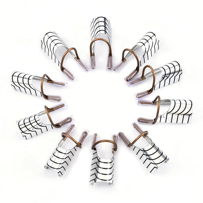 10Pcs Reusable Aluminum Nail Extension Pallets Tips Forms Nail Art Extension Sticker Builder Form Guide Stencil Manicure Tools - Avero
