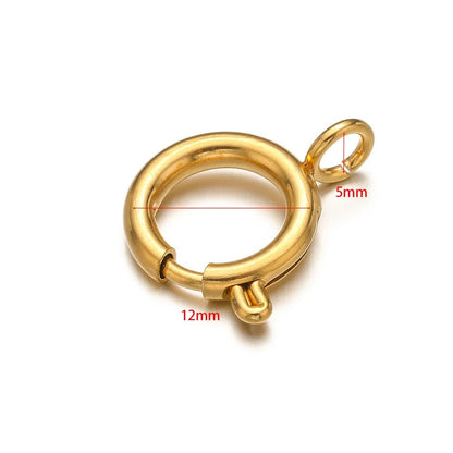 10pcs Stainless Steel Round Spring Ring Clasps Necklace Connectors for DIY Jewelry Bracelet Making Earrings Accessories 5 - 12mm - Avero