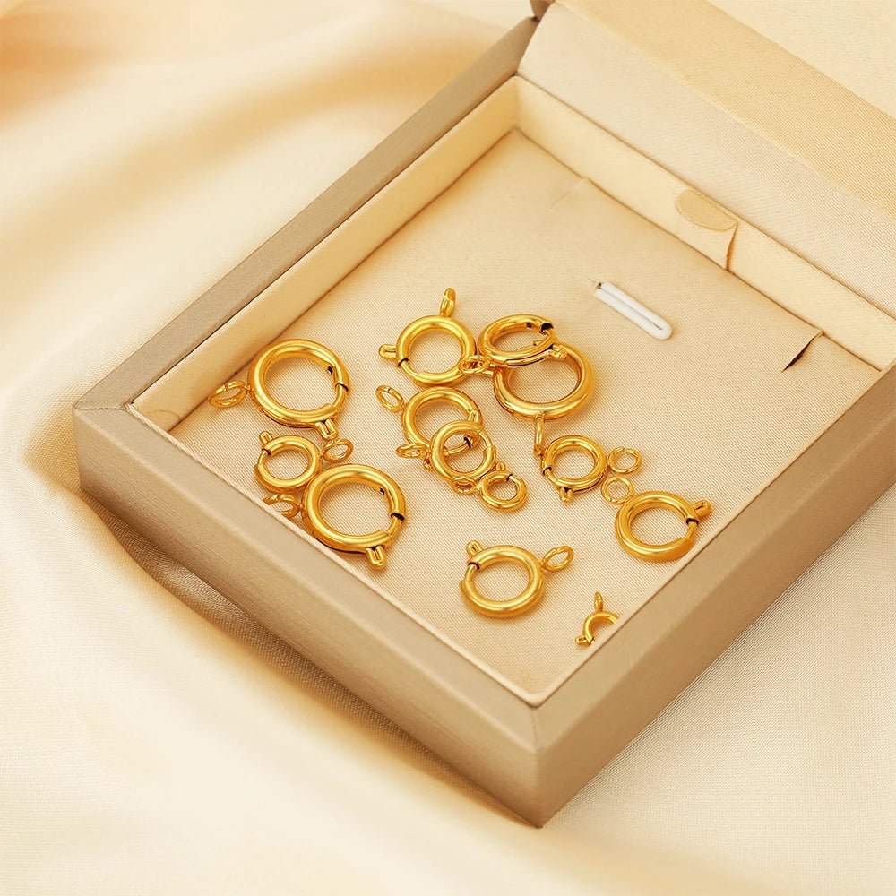 10pcs Stainless Steel Round Spring Ring Clasps Necklace Connectors for DIY Jewelry Bracelet Making Earrings Accessories 5 - 12mm - Avero