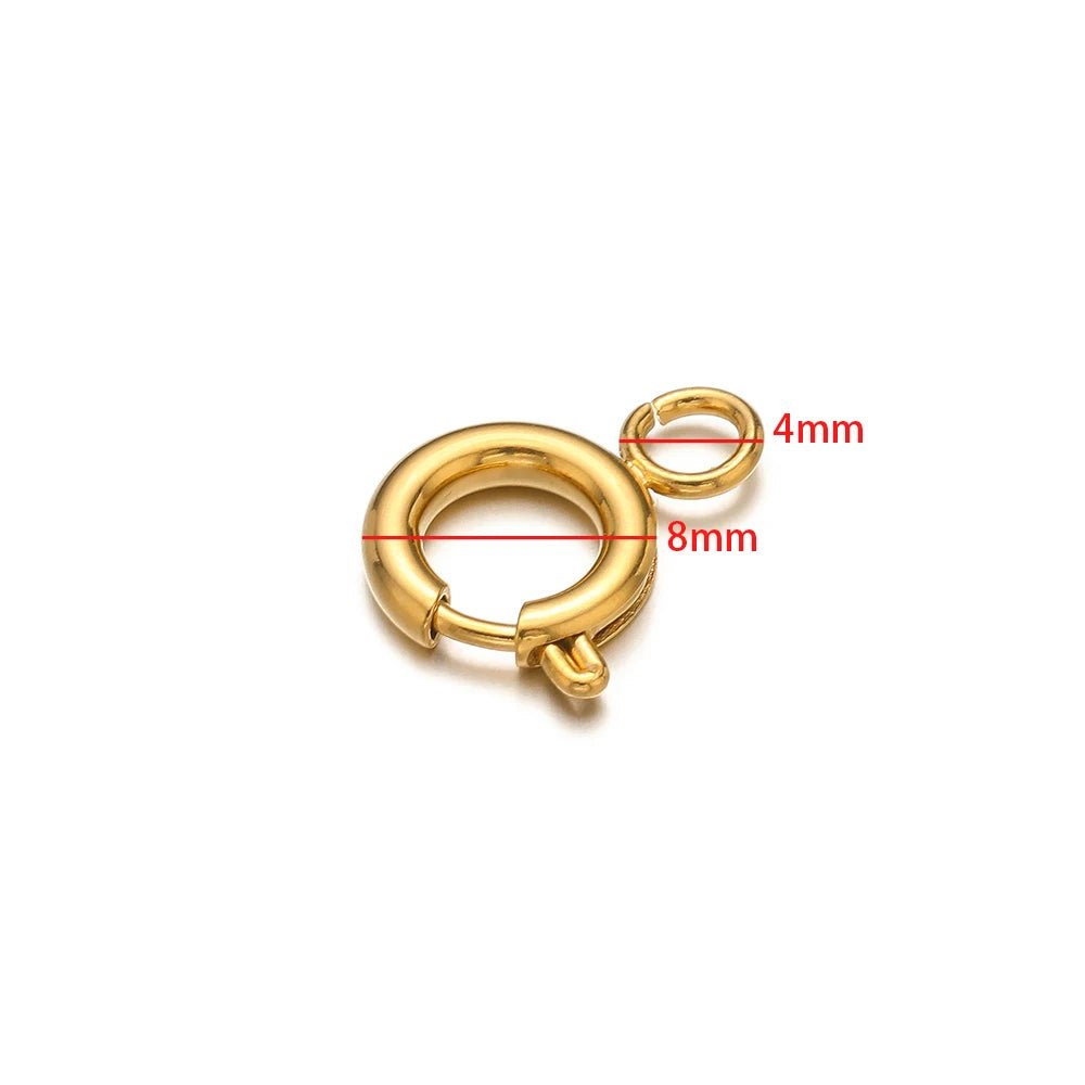 10pcs Stainless Steel Round Spring Ring Clasps Necklace Connectors for DIY Jewelry Bracelet Making Earrings Accessories 5 - 12mm - Avero