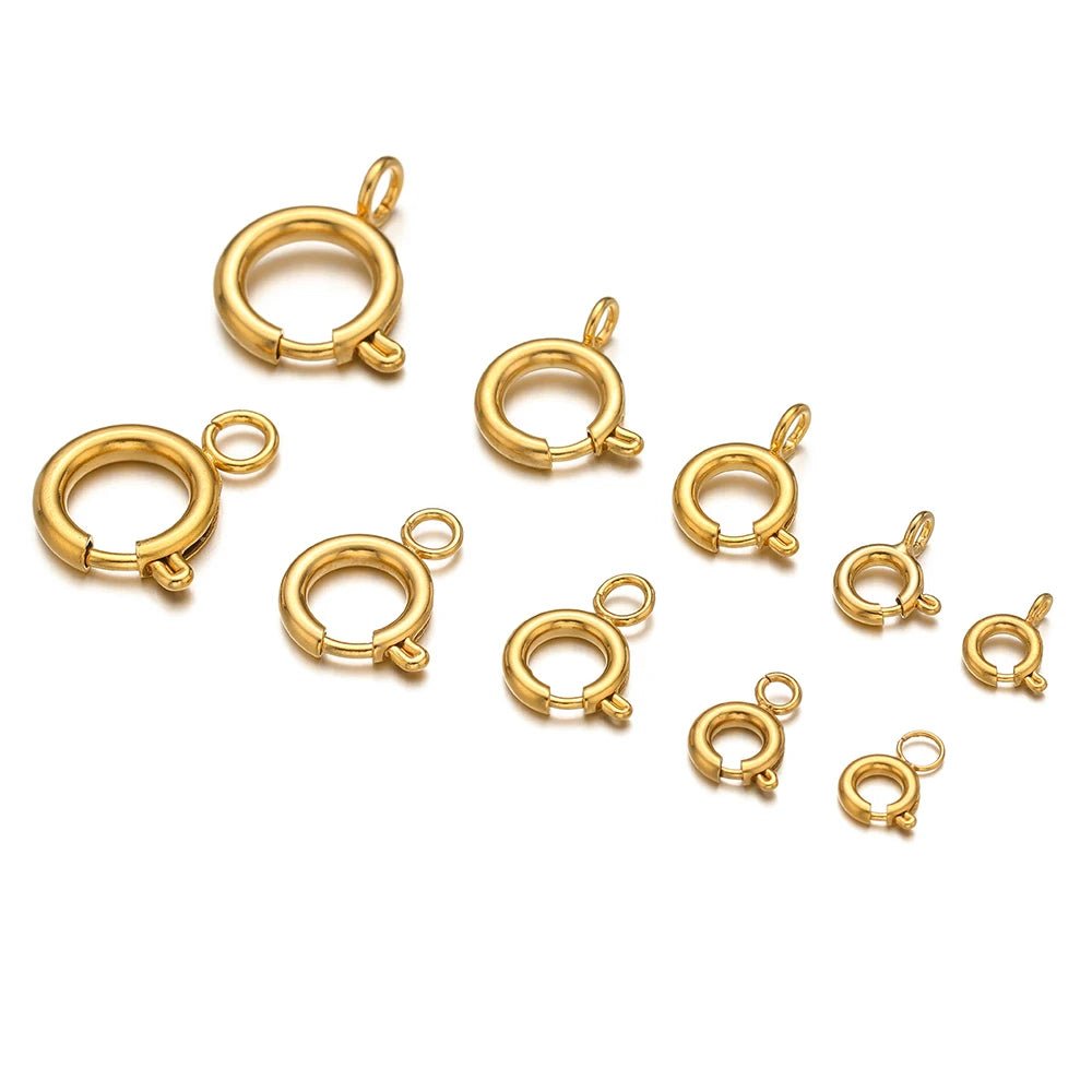 10pcs Stainless Steel Round Spring Ring Clasps Necklace Connectors for DIY Jewelry Bracelet Making Earrings Accessories 5 - 12mm - Avero