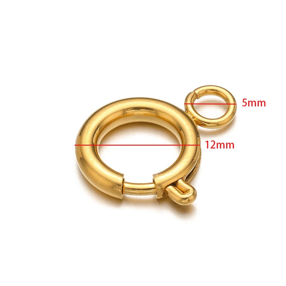 10pcs Stainless Steel Round Spring Ring Clasps Necklace Connectors for DIY Jewelry Bracelet Making Earrings Accessories 5 - 12mm - Avero