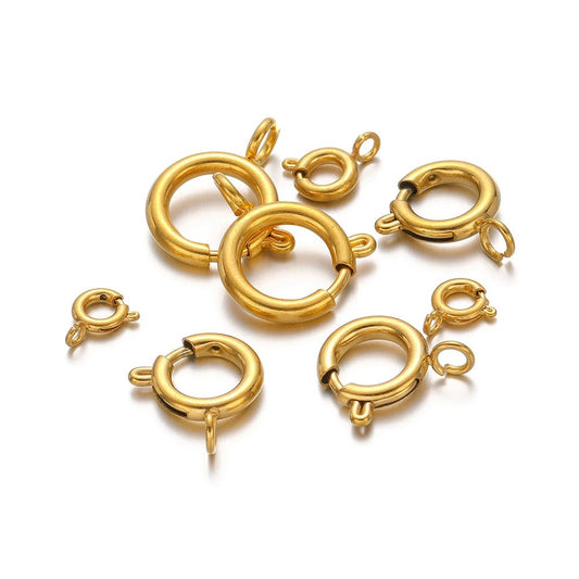 10pcs Stainless Steel Round Spring Ring Clasps Necklace Connectors for DIY Jewelry Bracelet Making Earrings Accessories 5 - 12mm - Avero