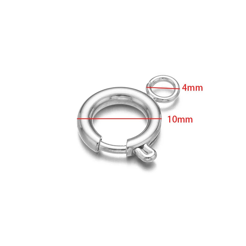 10pcs Stainless Steel Round Spring Ring Clasps Necklace Connectors for DIY Jewelry Bracelet Making Earrings Accessories 5 - 12mm - Avero