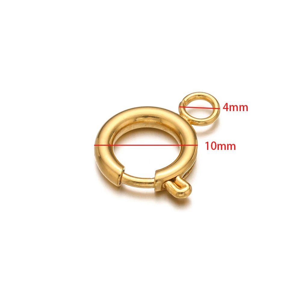 10pcs Stainless Steel Round Spring Ring Clasps Necklace Connectors for DIY Jewelry Bracelet Making Earrings Accessories 5 - 12mm - Avero