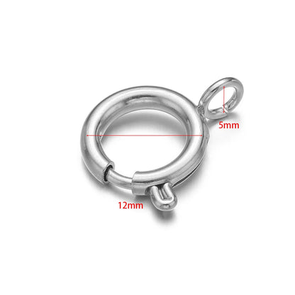 10pcs Stainless Steel Round Spring Ring Clasps Necklace Connectors for DIY Jewelry Bracelet Making Earrings Accessories 5 - 12mm - Avero