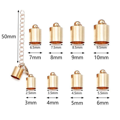 10Sets Leather Cord End Caps With Lobster Clasp Extending Chain For Jewelry Making DIY Bracelet Necklace Connectors Accessories - Avero