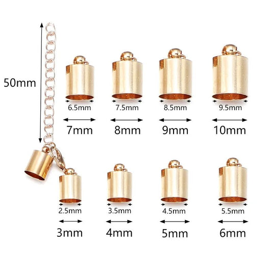 10Sets Leather Cord End Caps With Lobster Clasp Extending Chain For Jewelry Making DIY Bracelet Necklace Connectors Accessories - Avero