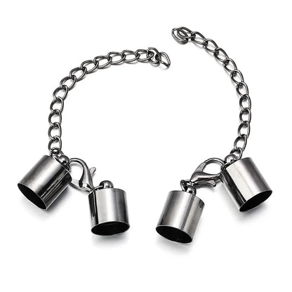 10Sets Leather Cord End Caps With Lobster Clasp Extending Chain For Jewelry Making DIY Bracelet Necklace Connectors Accessories - Avero