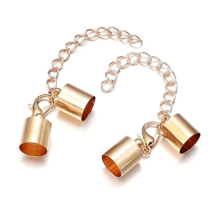 10Sets Leather Cord End Caps With Lobster Clasp Extending Chain For Jewelry Making DIY Bracelet Necklace Connectors Accessories - Avero