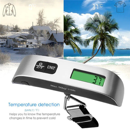110Lb/50Kg Hanging Baggage Scale Digital Luggage Scale LCD Display Portable Suitcase Weighing Scale Travel Luggage Weight Scale - Avero