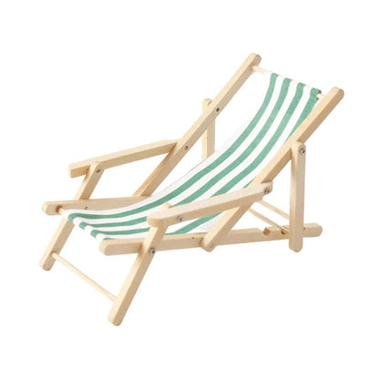 1:12 Dollhouse Mini Foldable Beach Chair Lounge Chair Model Dollhouse Furniture Decoration Micro Scene Construction Props - Avero
