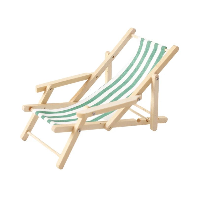 1:12 Dollhouse Mini Foldable Beach Chair Lounge Chair Model Dollhouse Furniture Decoration Micro Scene Construction Props - Avero