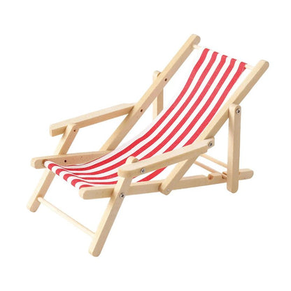 1:12 Dollhouse Mini Foldable Beach Chair Lounge Chair Model Dollhouse Furniture Decoration Micro Scene Construction Props - Avero